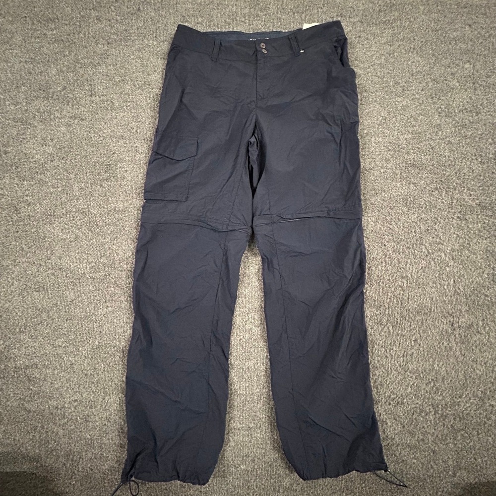 Columbia Convertible Pants Womens Size 12 Navy Omni-Shade Hiking Cargo ZipOff
